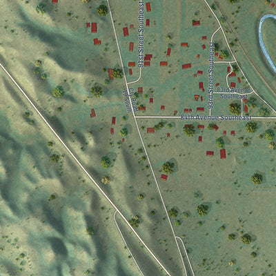 Close-up of the map of Logan, North Dakota print showing street and building detail