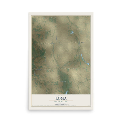 Map of Loma, North Dakota, 12 x 18 inch unframed archival matte print