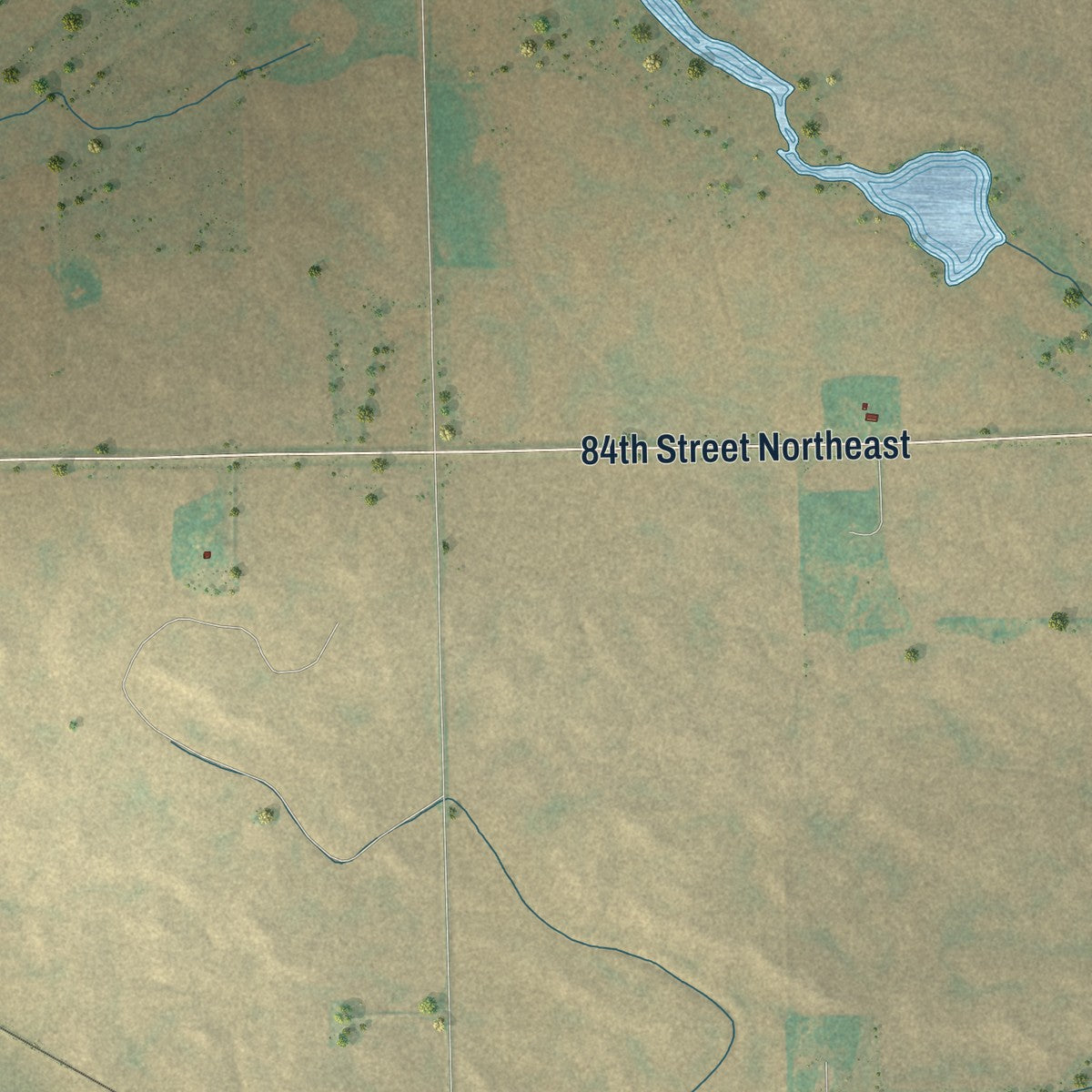 Close-up of the map of Loma, North Dakota print showing street and building detail