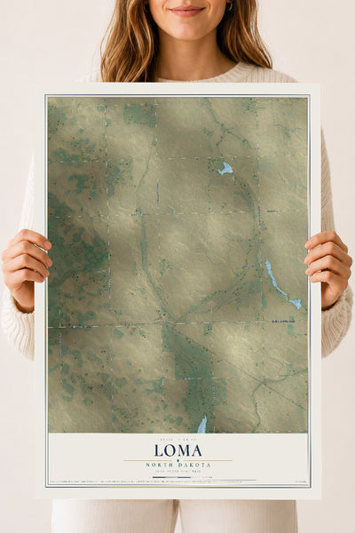 Map of Loma, North Dakota, 18 x 24 inch unframed archival matte print