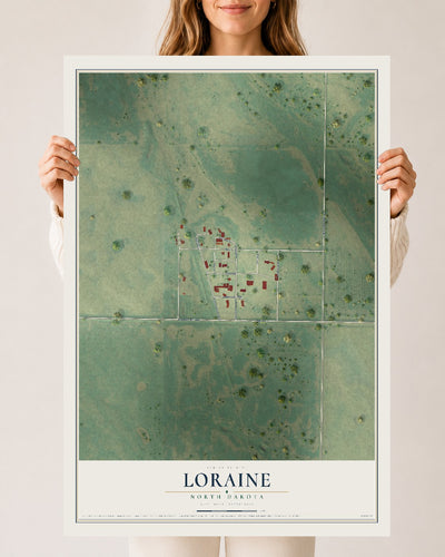 Map of Loraine, North Dakota, 24 x 36 inch unframed archival matte print