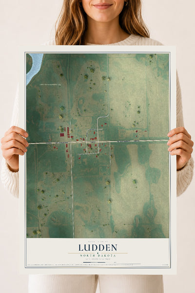 Map of Ludden, North Dakota, 18 x 24 inch unframed archival matte print