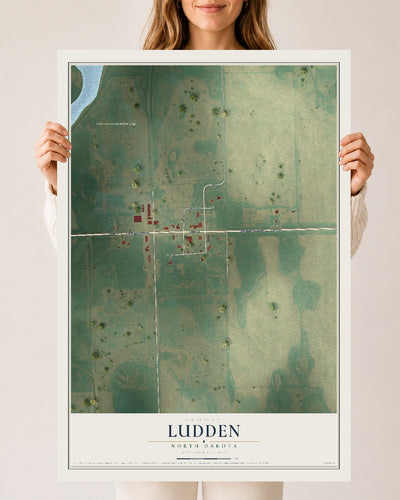 Map of Ludden, North Dakota, 24 x 36 inch unframed archival matte print