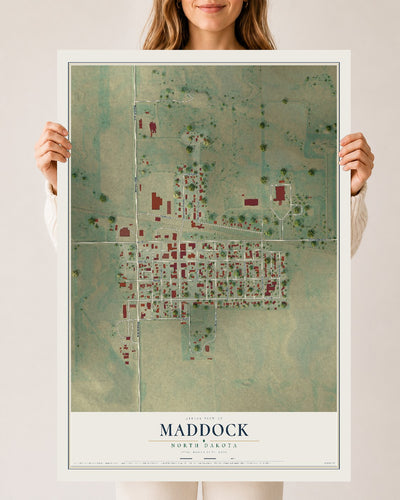 Map of Maddock, North Dakota, 24 x 36 inch unframed archival matte print