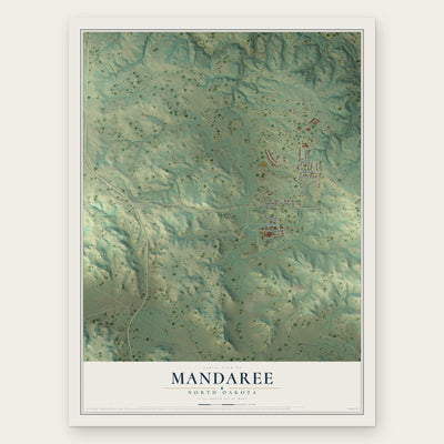 Mandaree, North Dakota map print, the full design