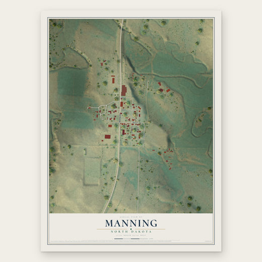 Manning, North Dakota map print, the full design