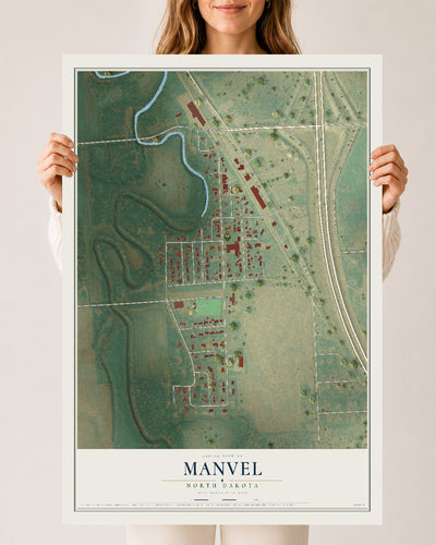 Map of Manvel, North Dakota, 24 x 36 inch unframed archival matte print