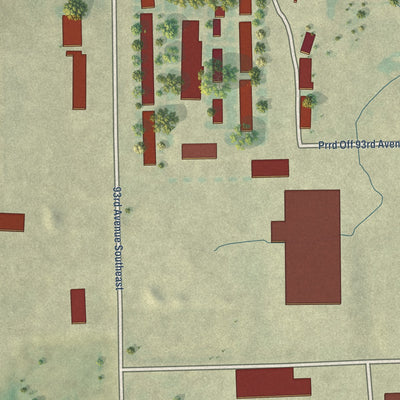 Close-up of the map of Maple River Colony, North Dakota print showing street and building detail