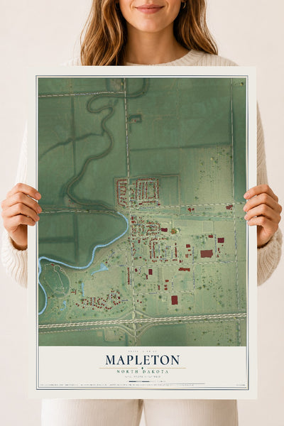 Map of Mapleton, North Dakota, 18 x 24 inch unframed archival matte print
