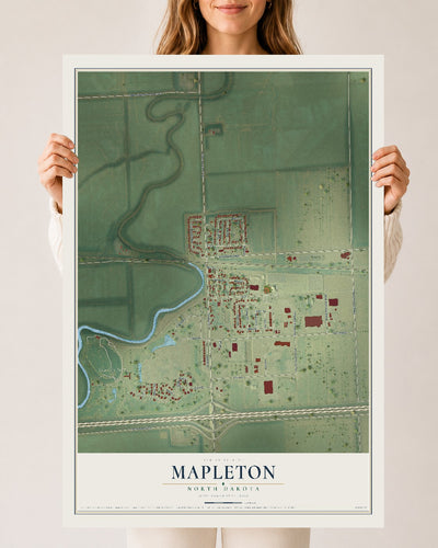 Map of Mapleton, North Dakota, 24 x 36 inch unframed archival matte print