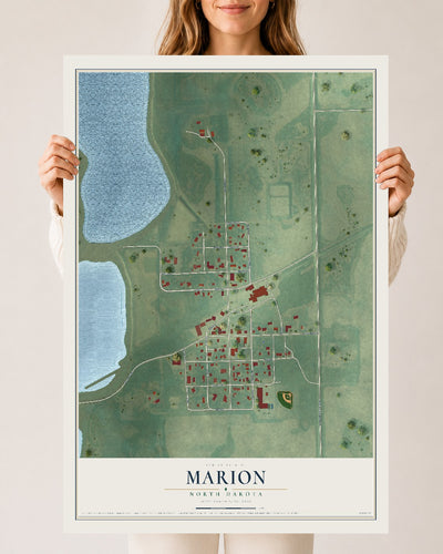 Map of Marion, North Dakota, 24 x 36 inch unframed archival matte print