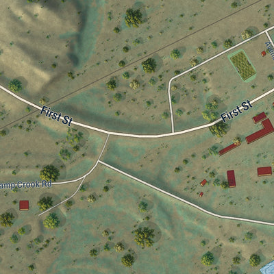 Second close-up of the map of Marmarth, North Dakota print showing more streets and buildings
