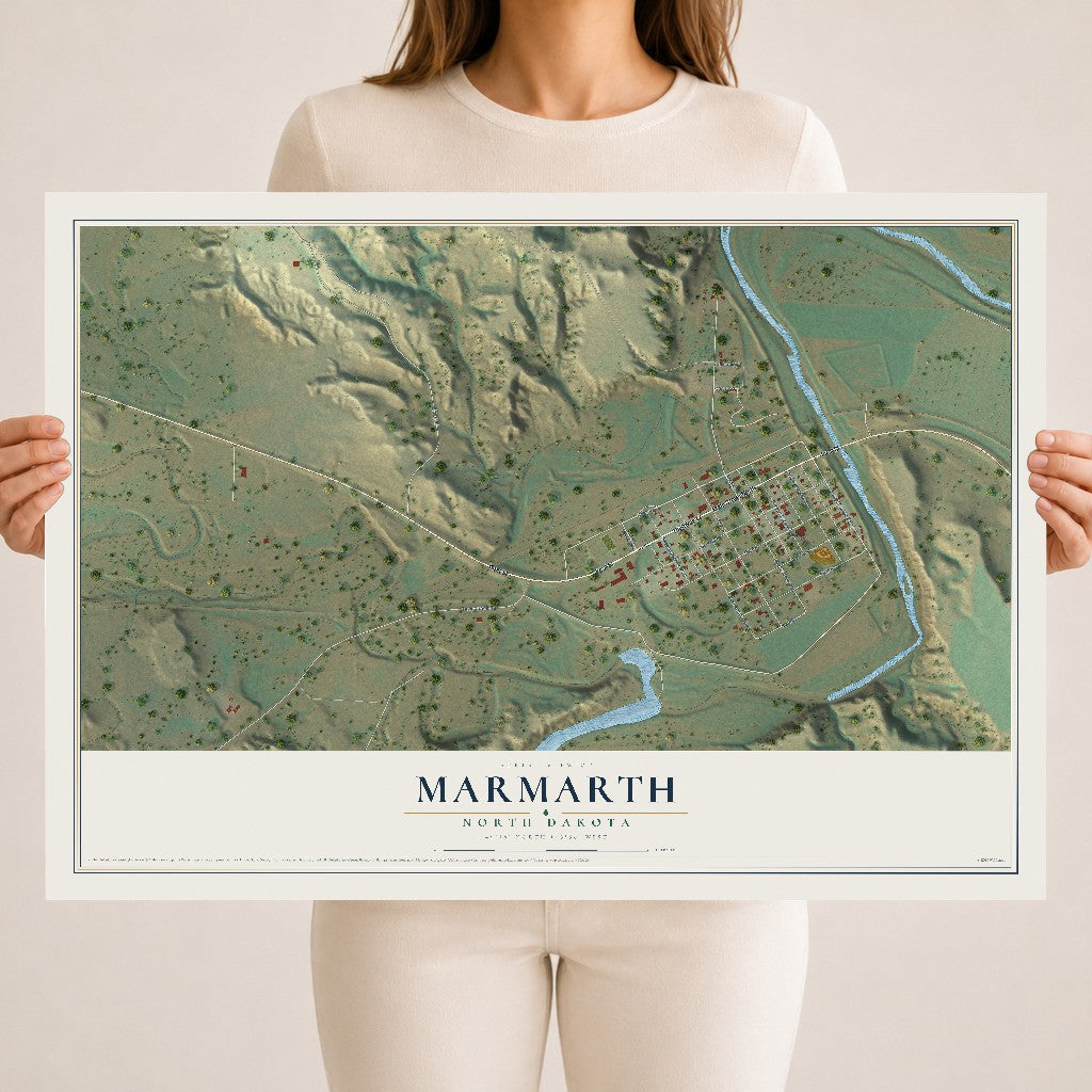 Map of Marmarth, North Dakota, 18 x 24 inch unframed archival matte print