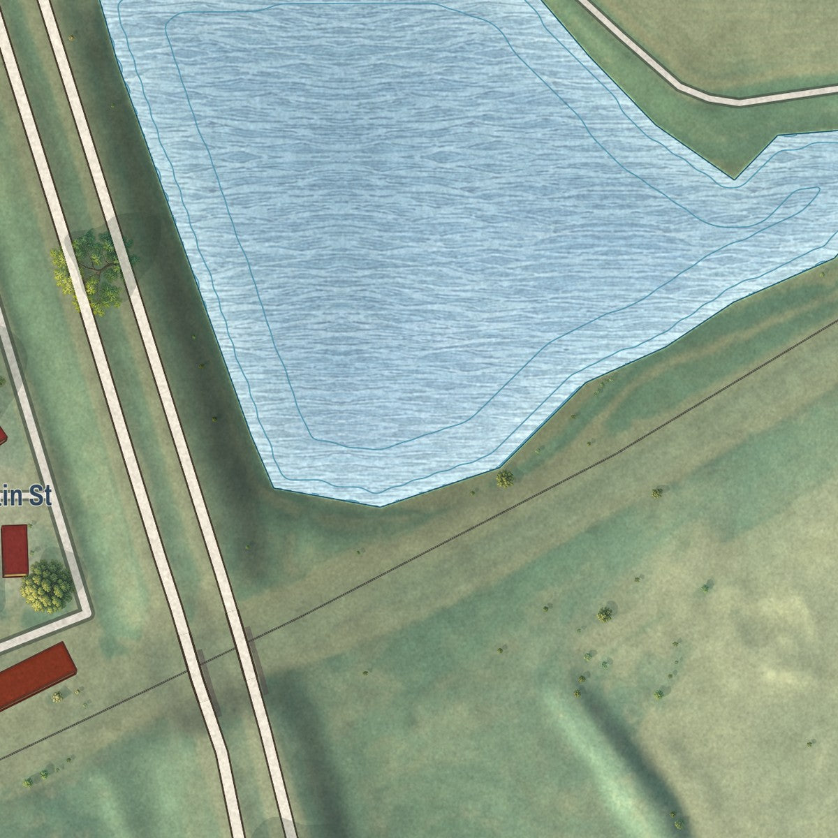 Second close-up of the map of Max, North Dakota print showing more streets and buildings