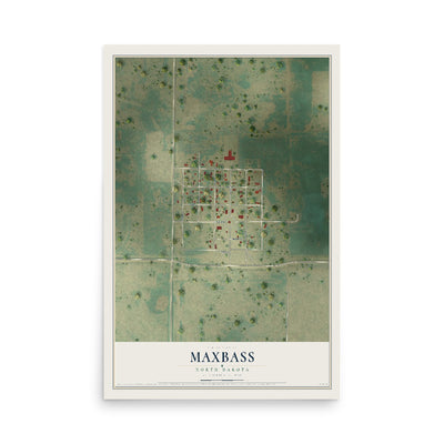 Map of Maxbass, North Dakota, 12 x 18 inch unframed archival matte print