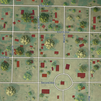 Close-up of the map of Maxbass, North Dakota print showing street and building detail