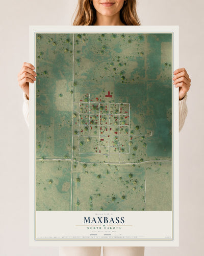 Map of Maxbass, North Dakota, 24 x 36 inch unframed archival matte print