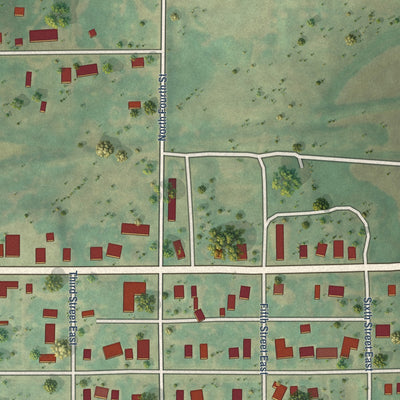 Second close-up of the map of McClusky, North Dakota print showing more streets and buildings