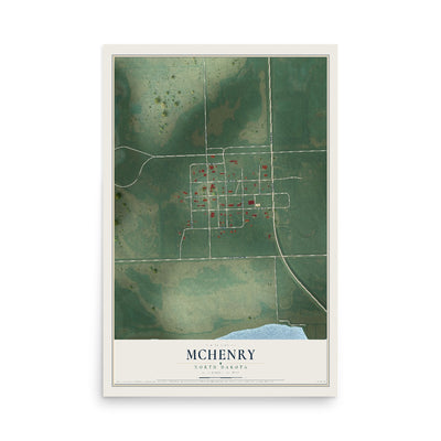 Map of McHenry, North Dakota, 12 x 18 inch unframed archival matte print