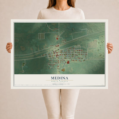 Map of Medina, North Dakota, 24 x 36 inch unframed archival matte print