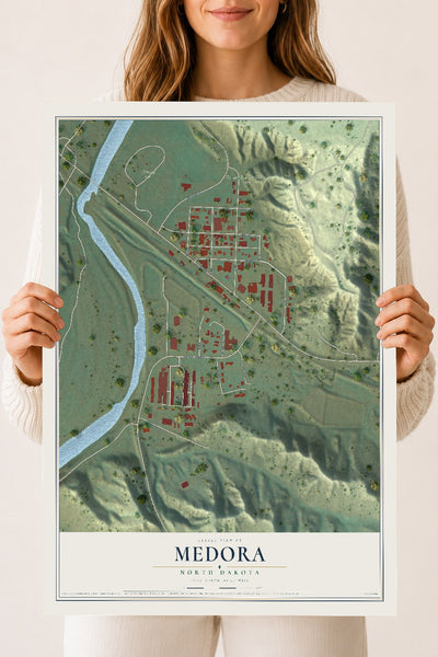 Map of Medora, North Dakota, 18 x 24 inch unframed archival matte print