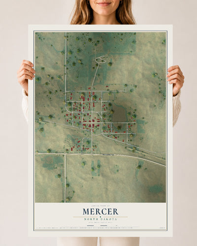 Map of Mercer, North Dakota, 24 x 36 inch unframed archival matte print