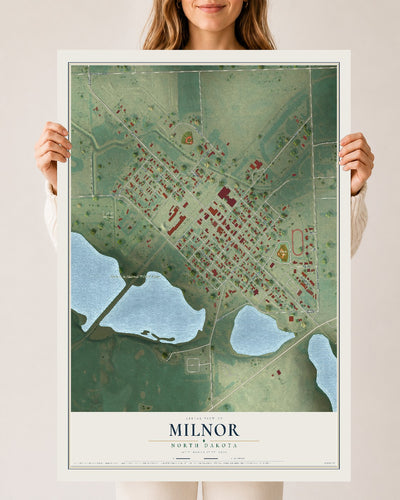 Map of Milnor, North Dakota, 24 x 36 inch unframed archival matte print