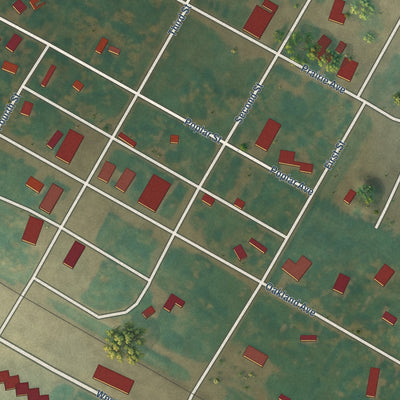 Close-up of the map of Milton, North Dakota print showing street and building detail