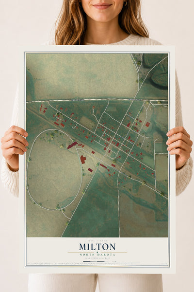 Map of Milton, North Dakota, 18 x 24 inch unframed archival matte print