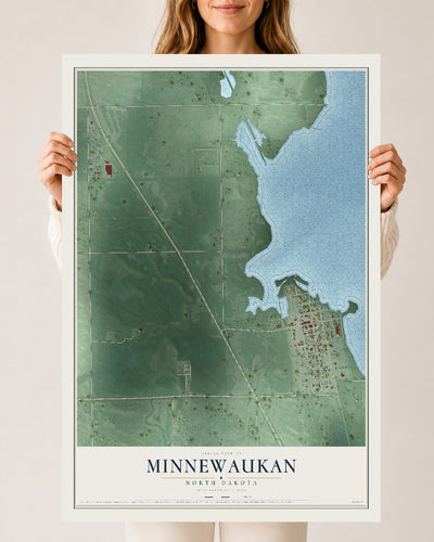 Map of Minnewaukan, North Dakota, 24 x 36 inch unframed archival matte print