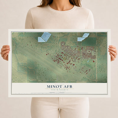 Map of Minot AFB, North Dakota, 12 x 18 inch unframed archival matte print