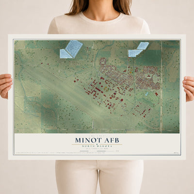 Map of Minot AFB, North Dakota, 18 x 24 inch unframed archival matte print