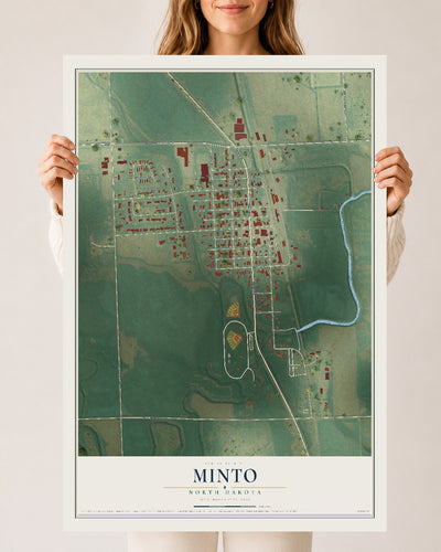 Map of Minto, North Dakota, 24 x 36 inch unframed archival matte print