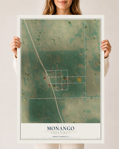 Map of Monango, North Dakota, 24 x 36 inch unframed archival matte print