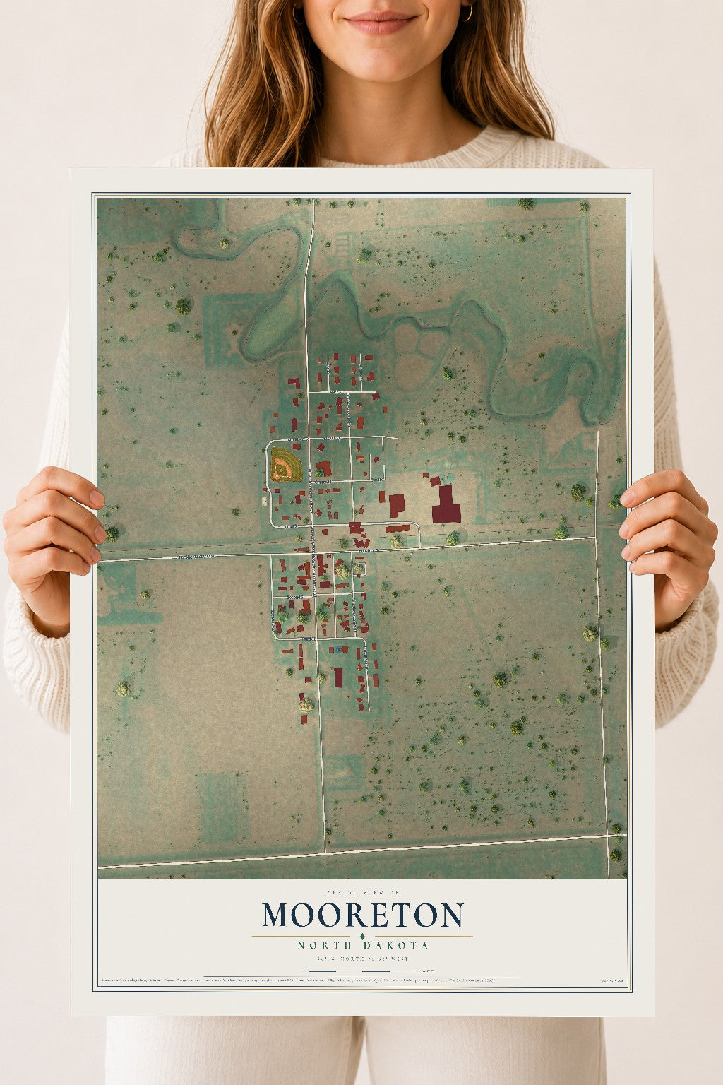 Map of Mooreton, North Dakota, 18 x 24 inch unframed archival matte print