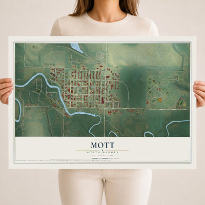 Map of Mott, North Dakota, 18 x 24 inch unframed archival matte print