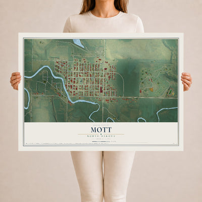 Map of Mott, North Dakota, 24 x 36 inch unframed archival matte print