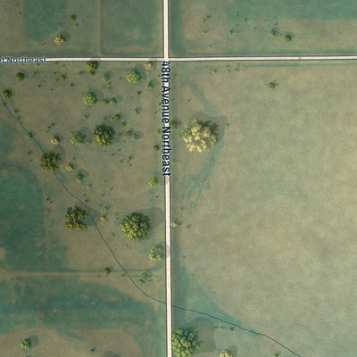 Second close-up of the map of Mylo, North Dakota print showing more streets and buildings