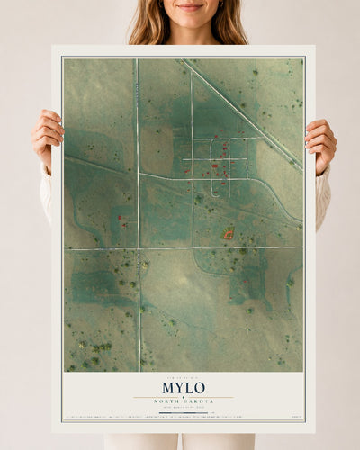 Map of Mylo, North Dakota, 24 x 36 inch unframed archival matte print