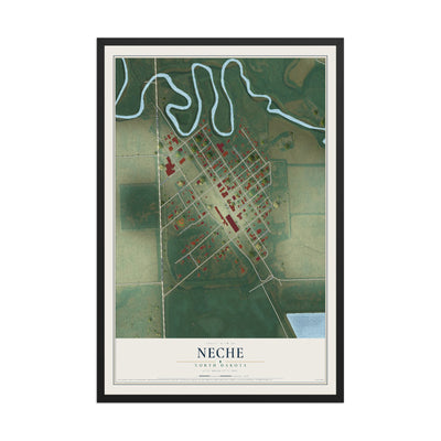 Map of Neche, North Dakota, 12 x 18 inch print in a black wood frame