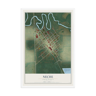 Map of Neche, North Dakota, 12 x 18 inch print in a white wood frame