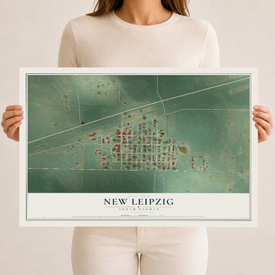 Map of New Leipzig, North Dakota, 12 x 18 inch unframed archival matte print