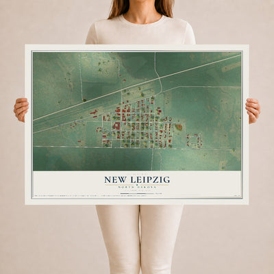 Map of New Leipzig, North Dakota, 24 x 36 inch unframed archival matte print