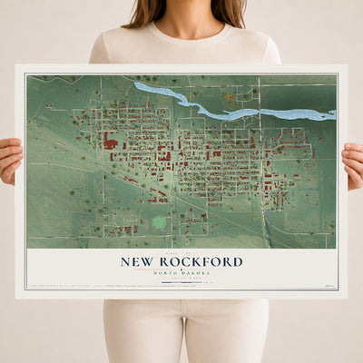 Map of New Rockford, North Dakota, 18 x 24 inch unframed archival matte print