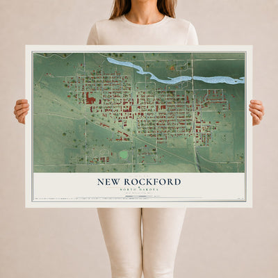 Map of New Rockford, North Dakota, 24 x 36 inch unframed archival matte print