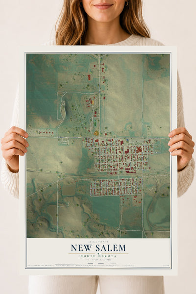 Map of New Salem, North Dakota, 18 x 24 inch unframed archival matte print