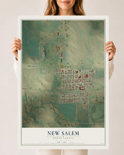 Map of New Salem, North Dakota, 24 x 36 inch unframed archival matte print
