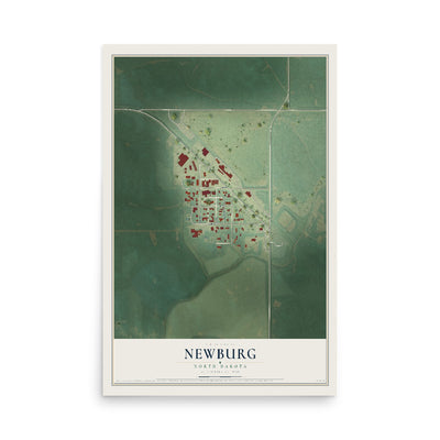 Map of Newburg, North Dakota, 12 x 18 inch unframed archival matte print
