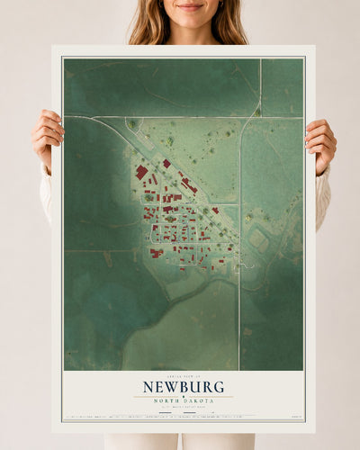 Map of Newburg, North Dakota, 24 x 36 inch unframed archival matte print
