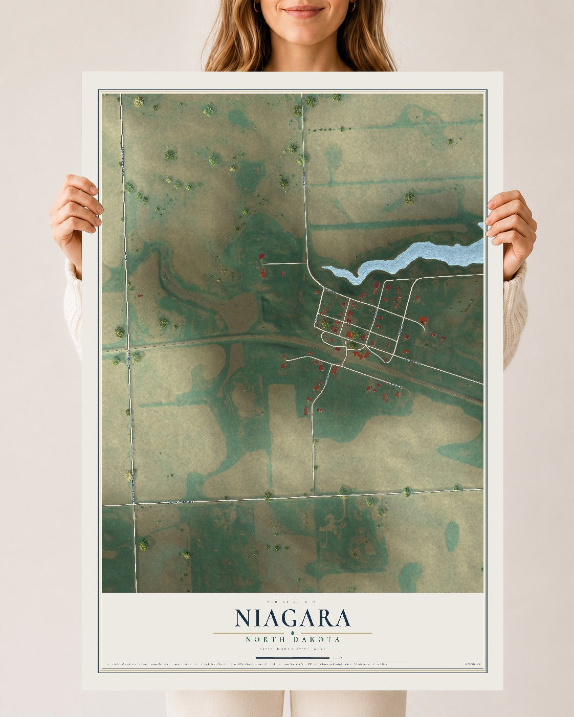 Map of Niagara, North Dakota, 24 x 36 inch unframed archival matte print
